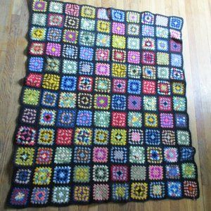 Handmade Crochet GRANNY SQUARE Blanket Throw Afghan Cover Knit Yarn COLOR 48X60